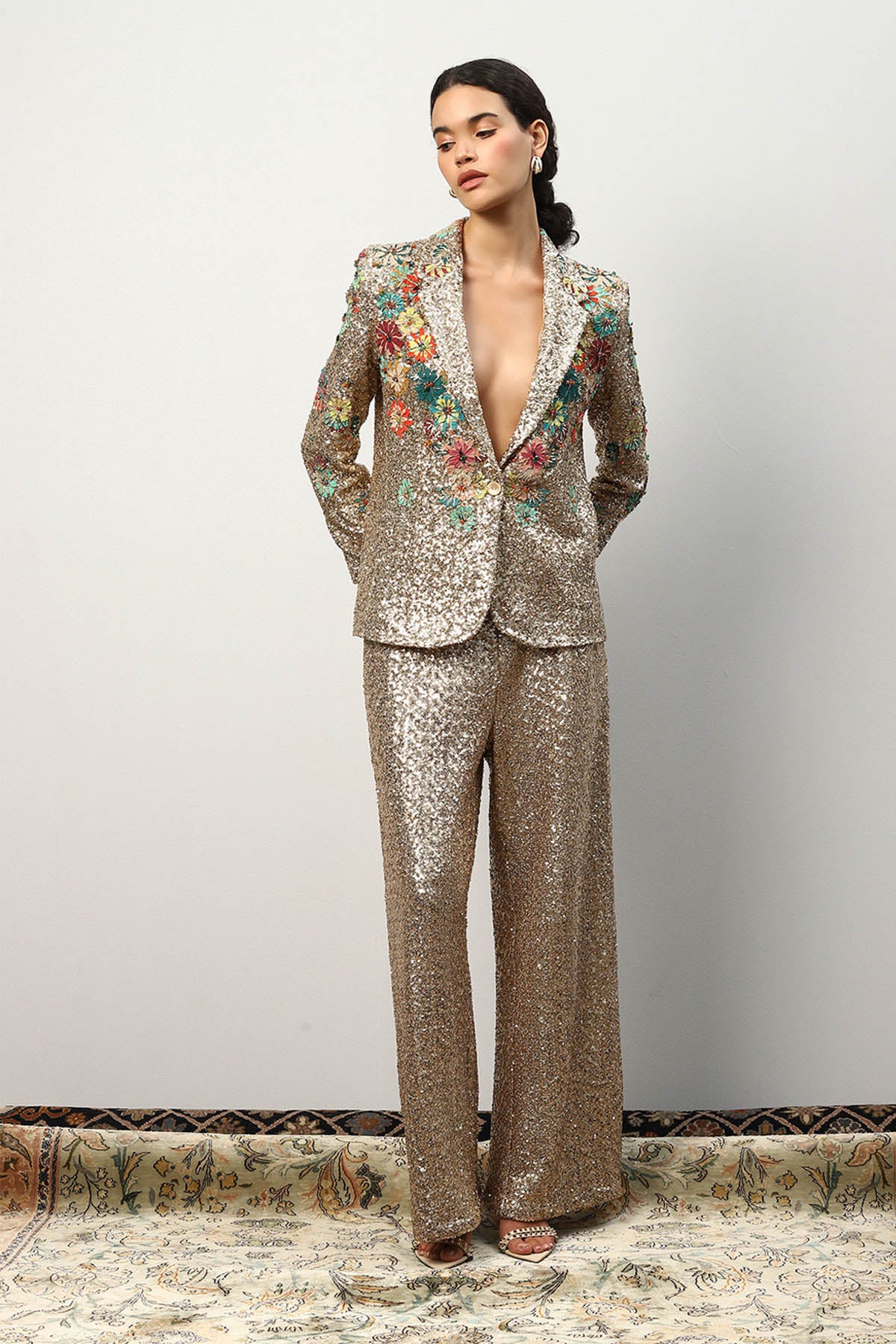 Alisha Pekha in Roma 3D Embroidered Sequin Jacket & Pant