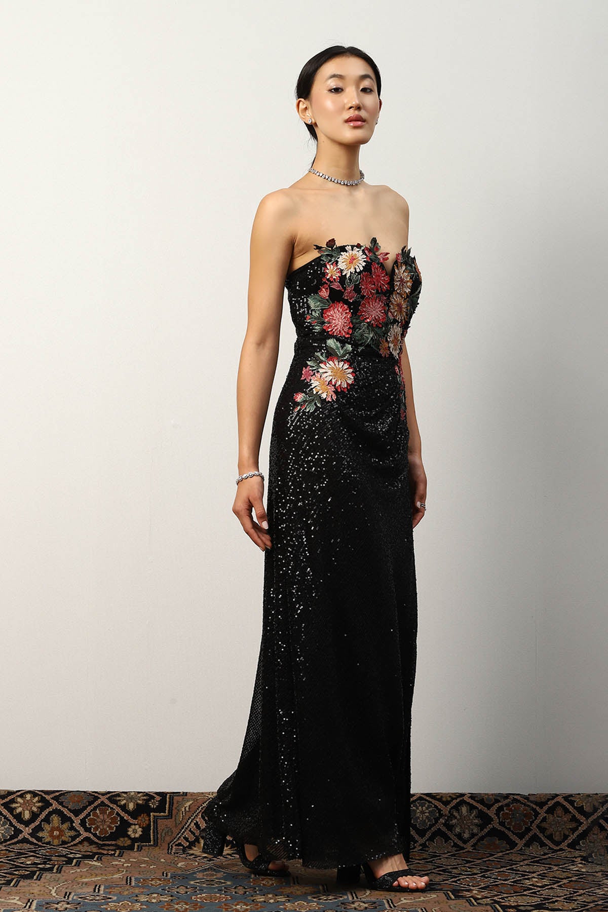 Khushnaz Turner in Minerva High-slit Sequin Gown