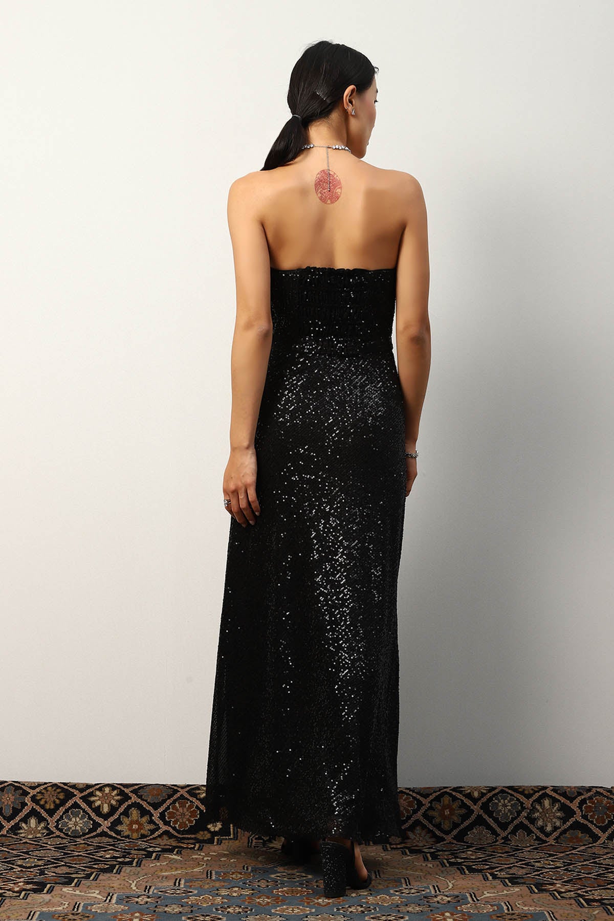 Khushnaz Turner in Minerva High-slit Sequin Gown