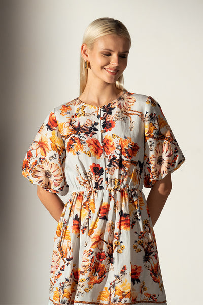 Edden Bubble Sleeve Midi Dress