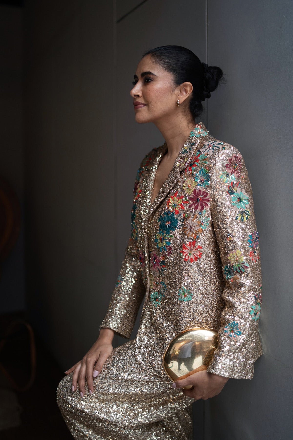Alisha Pekha in Roma 3D Embroidered Sequin Jacket & Pant