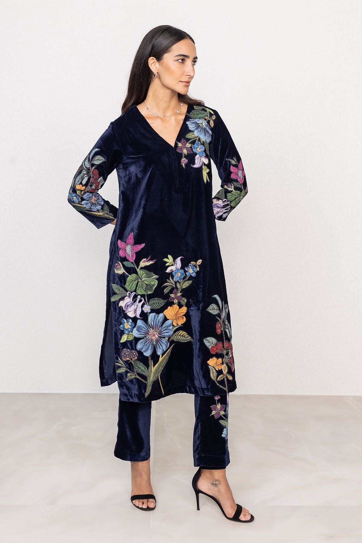 Midnight Botanica Tunic Set