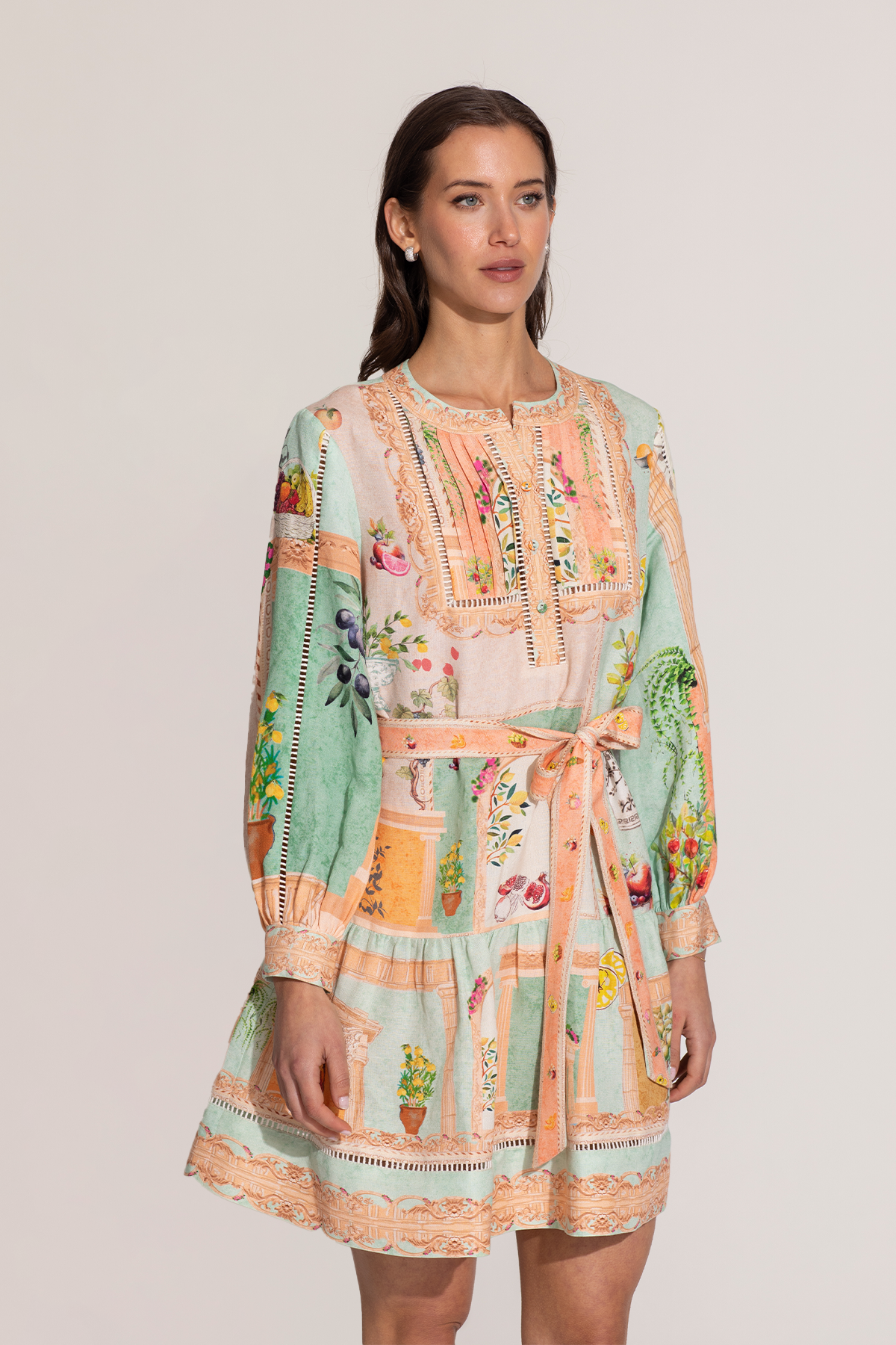 Zaria Pleated Yoke Mini Dress