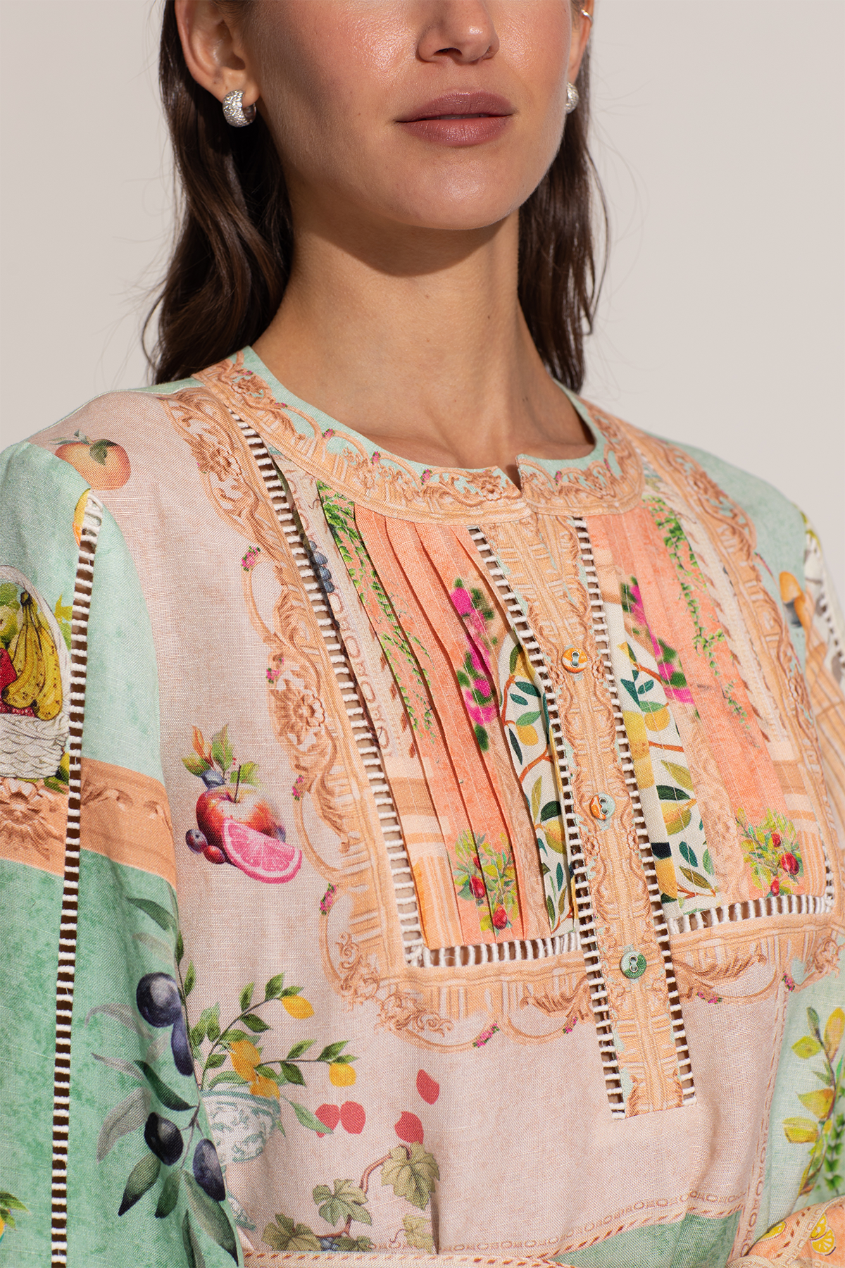 Zaria Pleated Yoke Mini Dress
