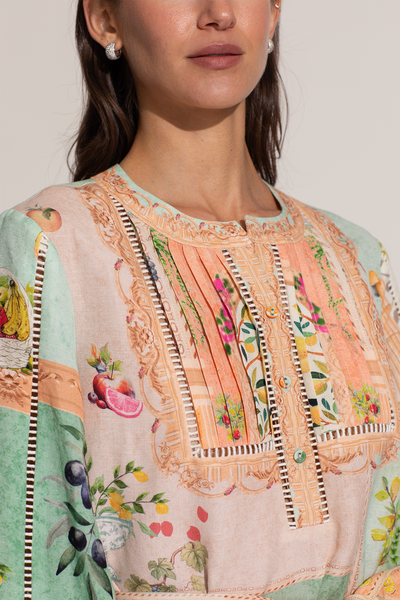Zaria Pleated Yoke Mini Dress