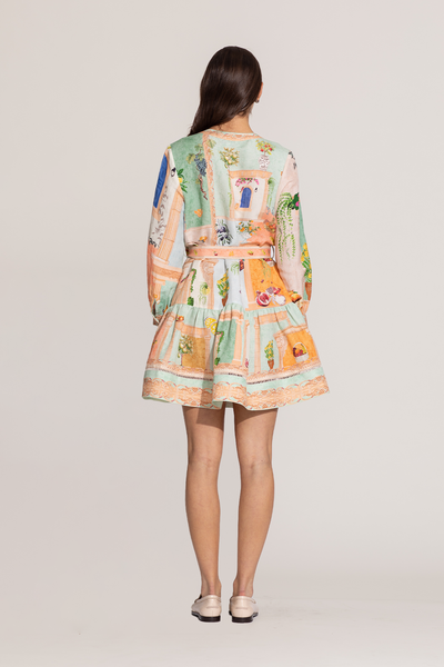 Zaria Pleated Yoke Mini Dress