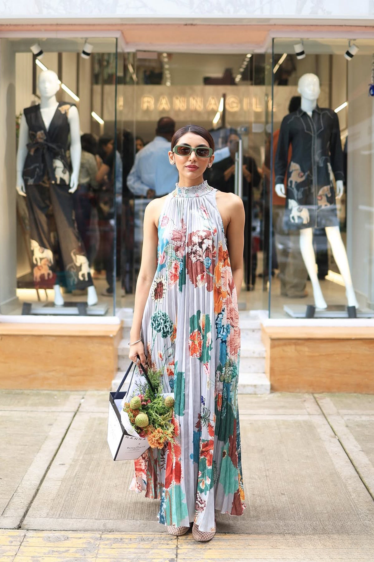 Mallaikaa Chheda in Malaga Pleated Maxi Dress
