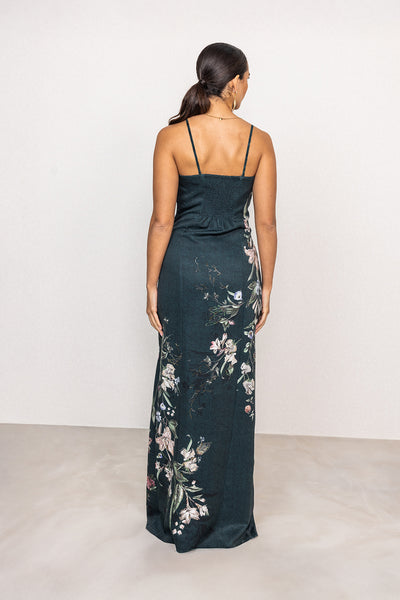 Verdant Crest Strapless Gown