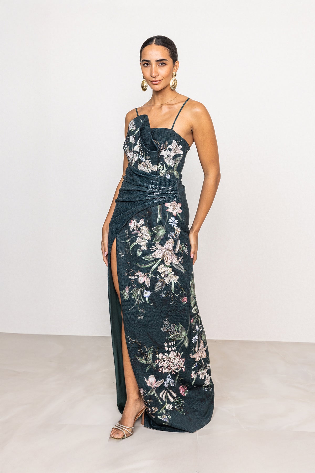 Verdant Crest Strapless Gown