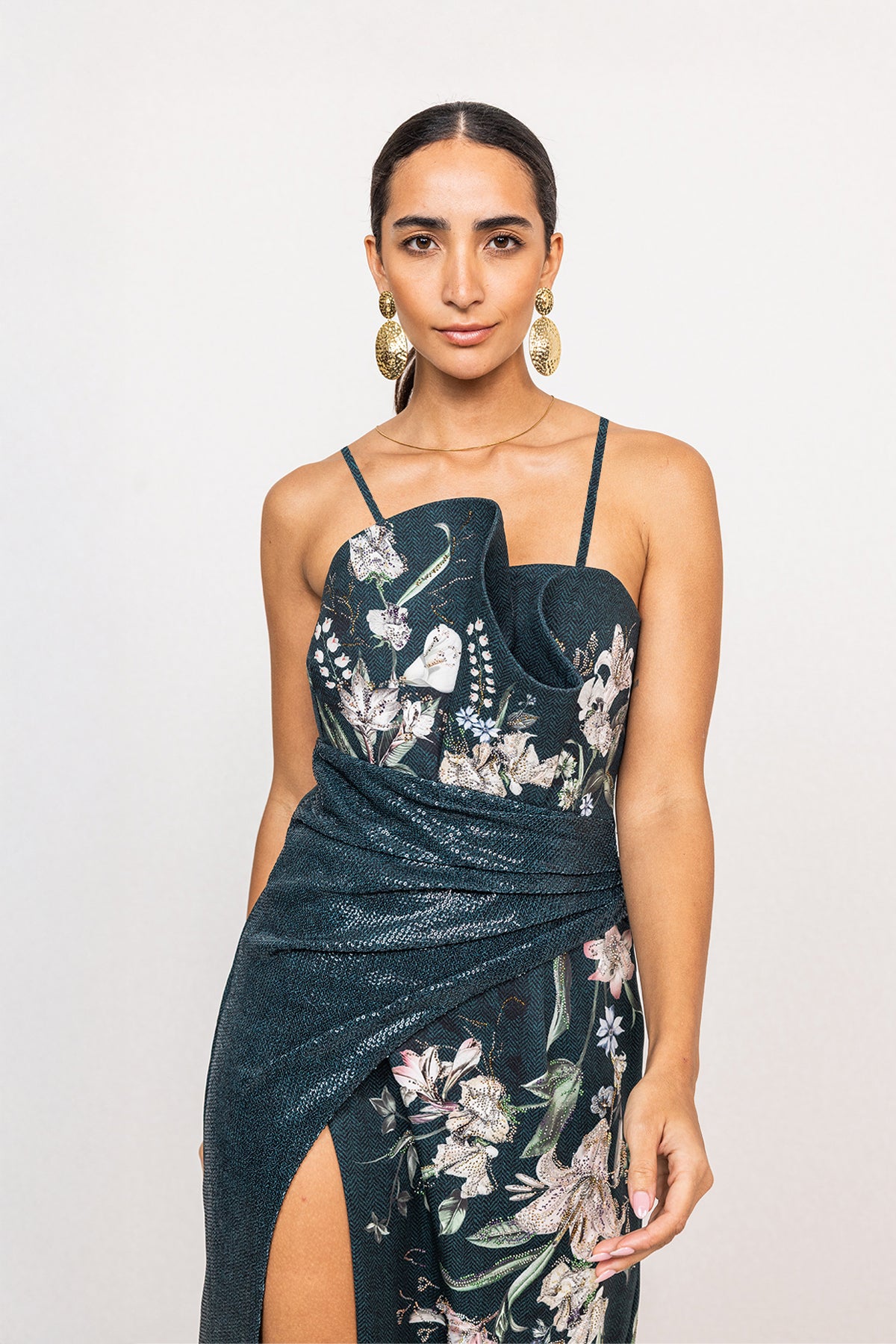 Verdant Crest Strapless Gown