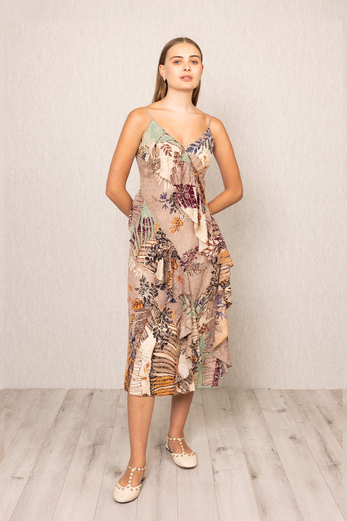 Lucy Ruffle Midi Dress