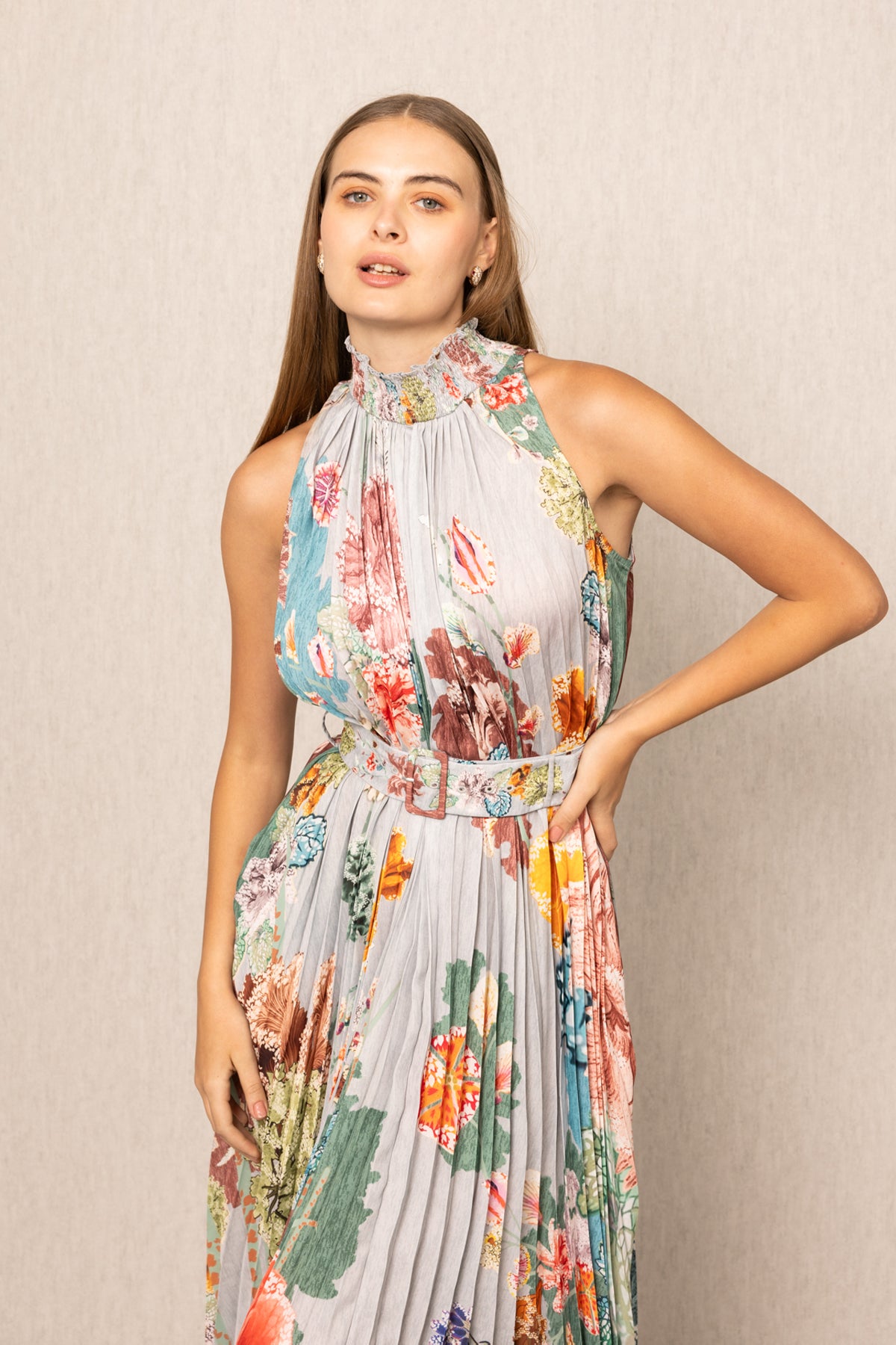 Malaga Pleated Maxi Dress