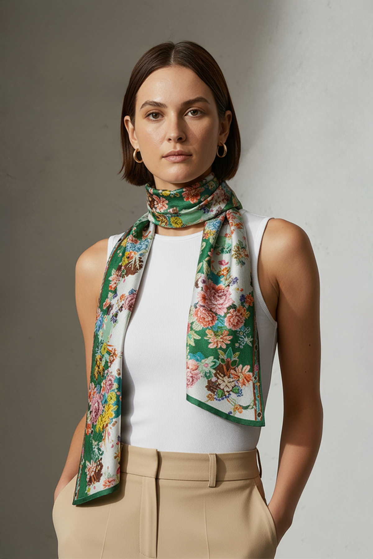Grey Bloom field Scarf