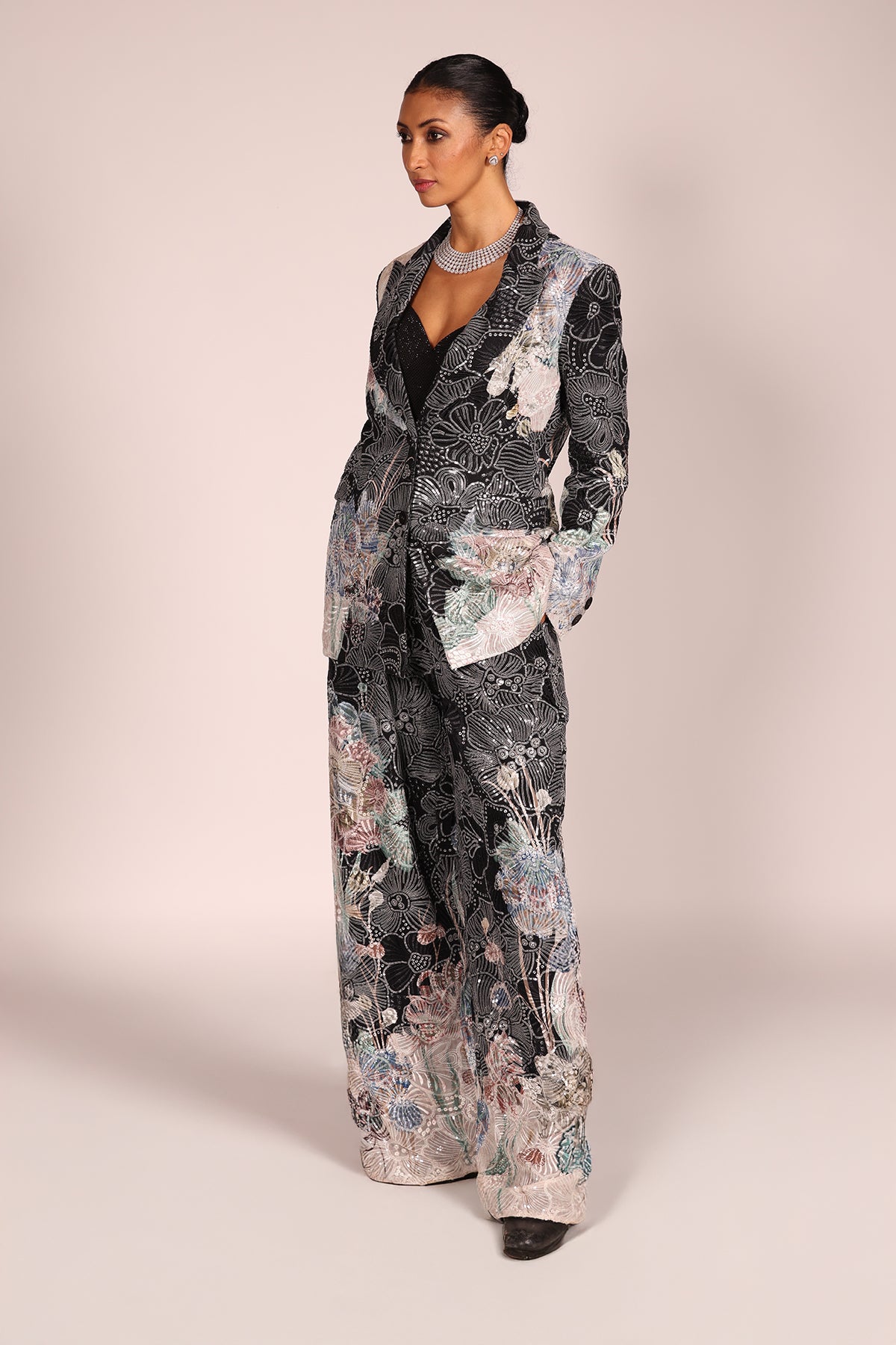 Lakshmi Rana Ellis Embroidered Floral Set