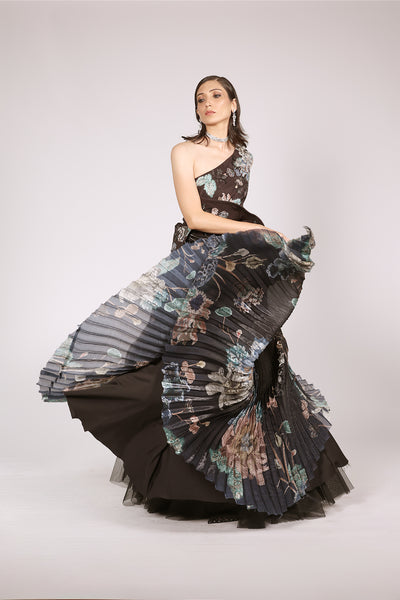 Selesta One-Shoulder Pleated Gown