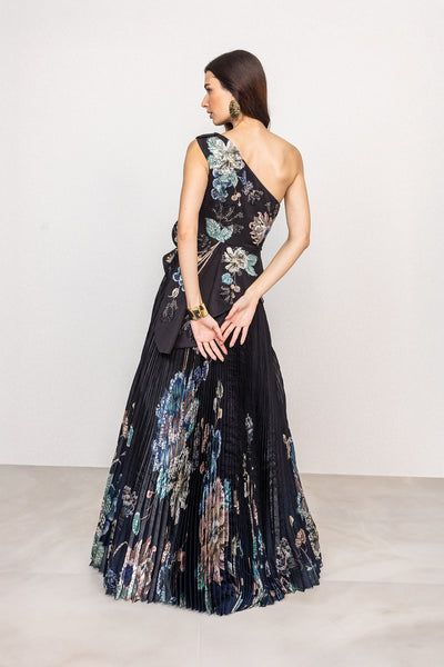 Selesta One-Shoulder Pleated Gown