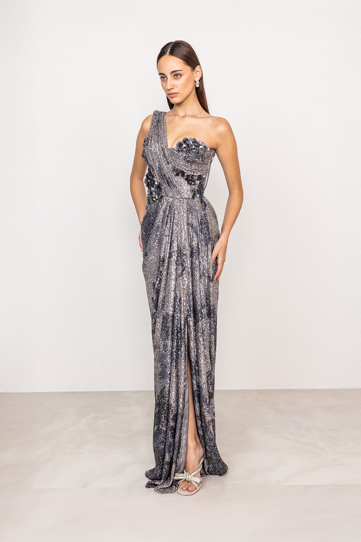 Emberline One-Shoulder Drape Gown