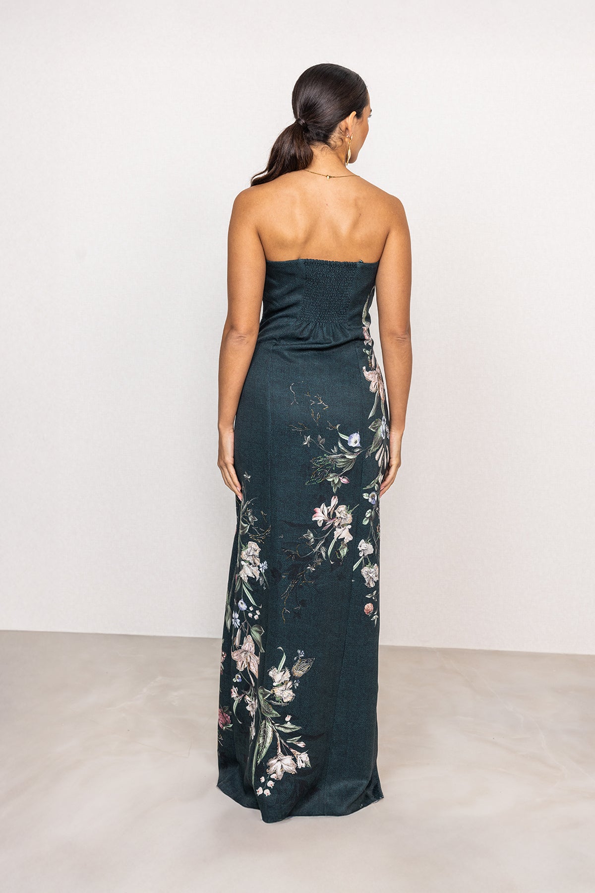 Verdant Crest Strapless Gown