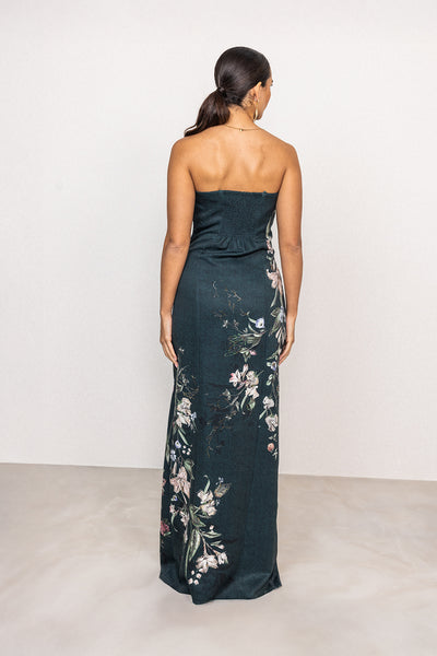 Verdant Crest Strapless Gown
