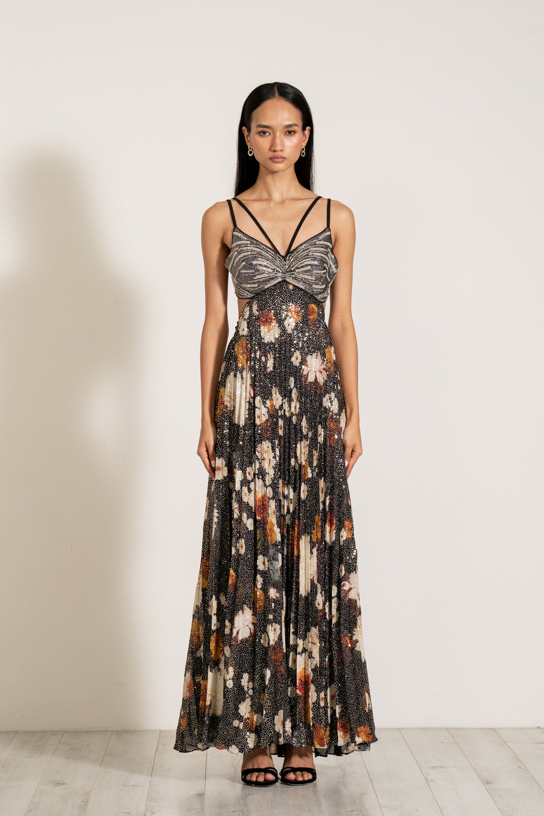 black macaw elegance maxi dress Rayne Black Embellished Maxi Dress - S Size - Women's Dresses main image 1