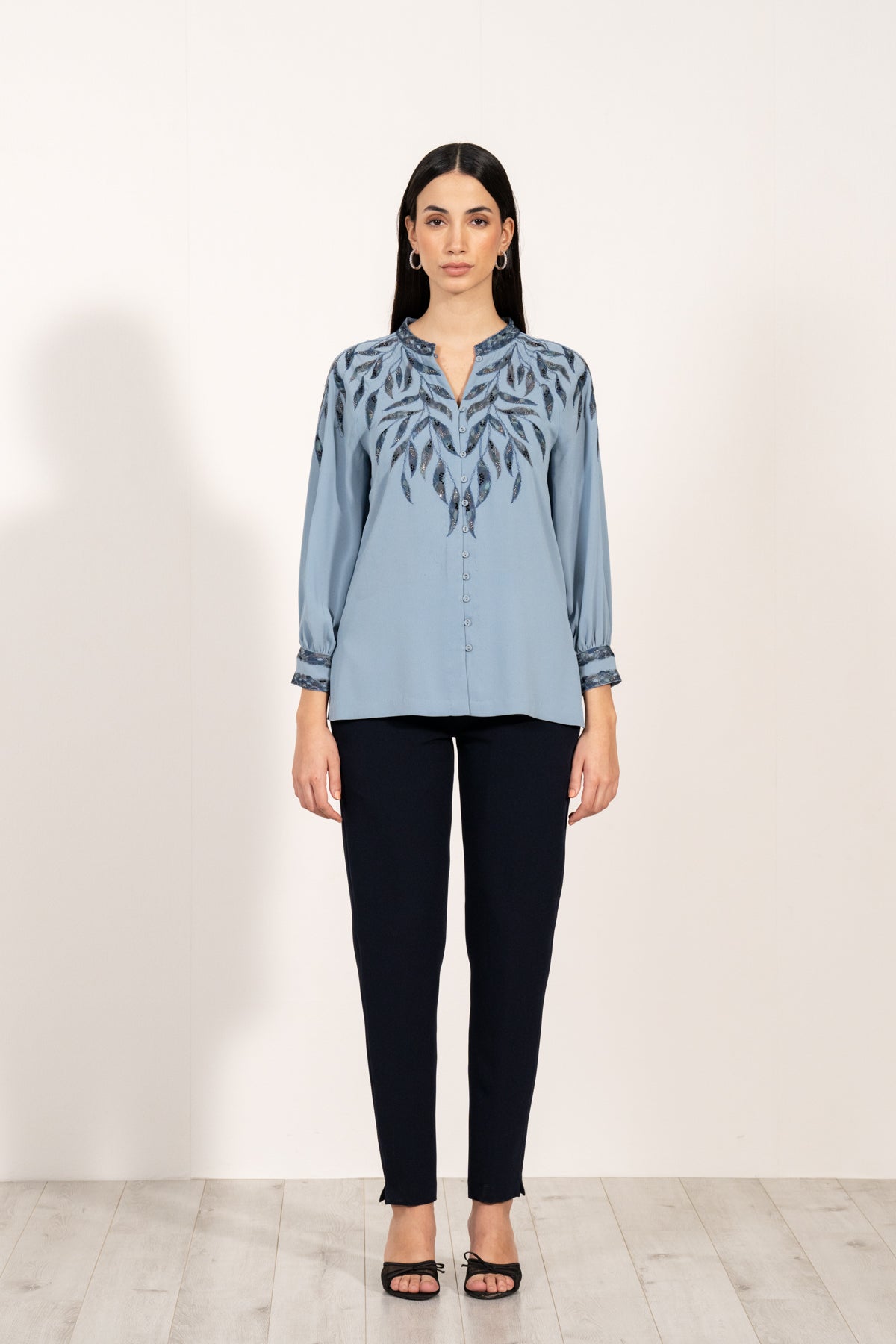 Azure Leaf Detail Blouse