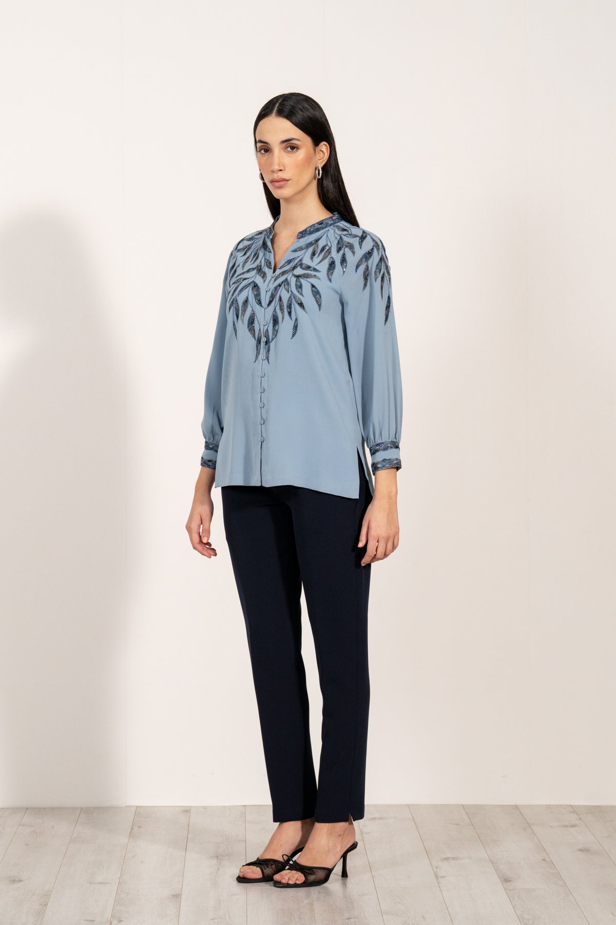 Azure Leaf Detail Blouse