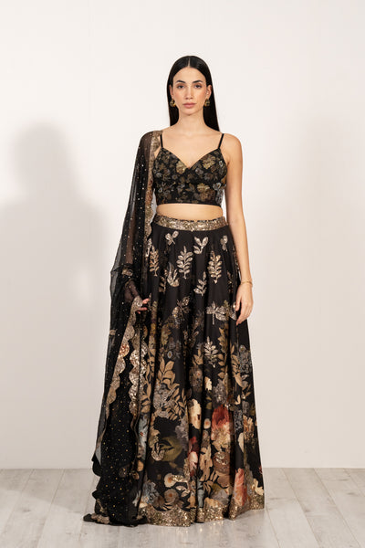 Noir Flora Lehenga Set