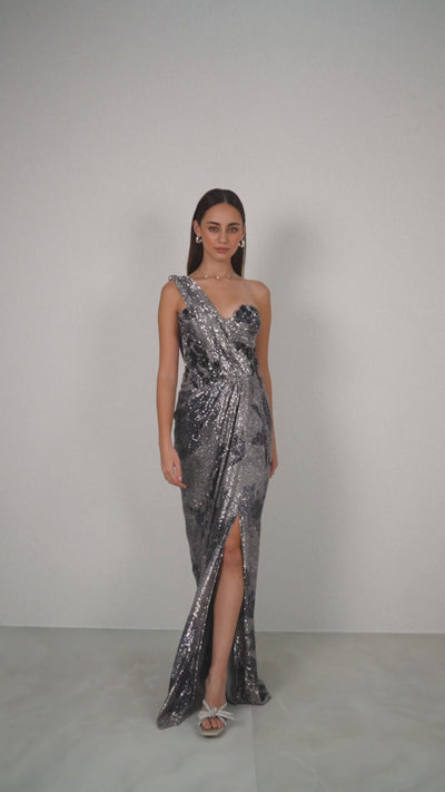 Emberline One-Shoulder Drape Gown